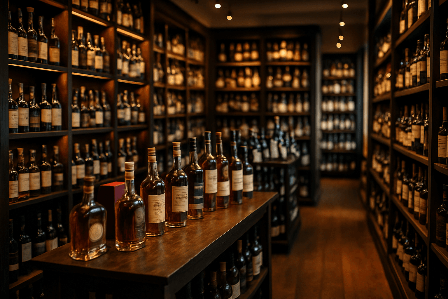 Professional photograph illustrating upscale liquor store interior with premium spirits — cover image for "5 Conversational Marketing Strategies Every Liquor Store Should Steal from E-Commerce" on Intentionally Creative