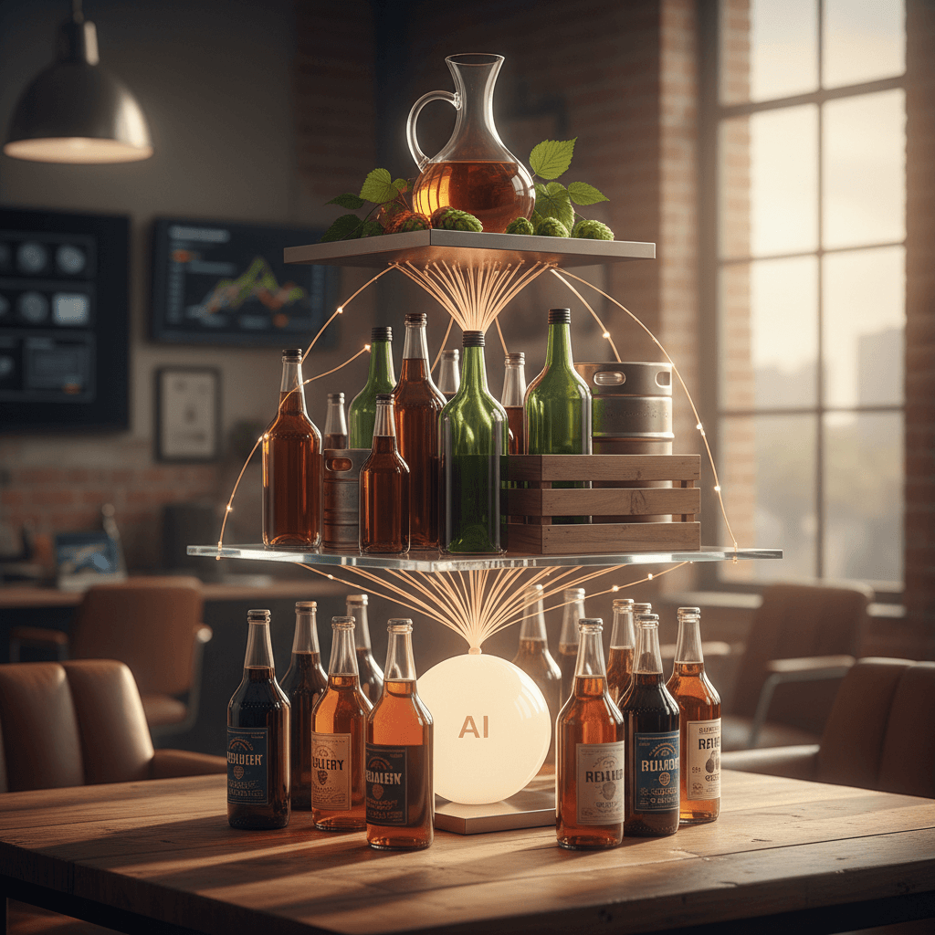 Professional photograph illustrating AI three-tier system beverage — cover image for "The Three-Tier System Meets Machine Learning: How AI Bridges Retailers, Distributors, and Producers" on LiquorChat