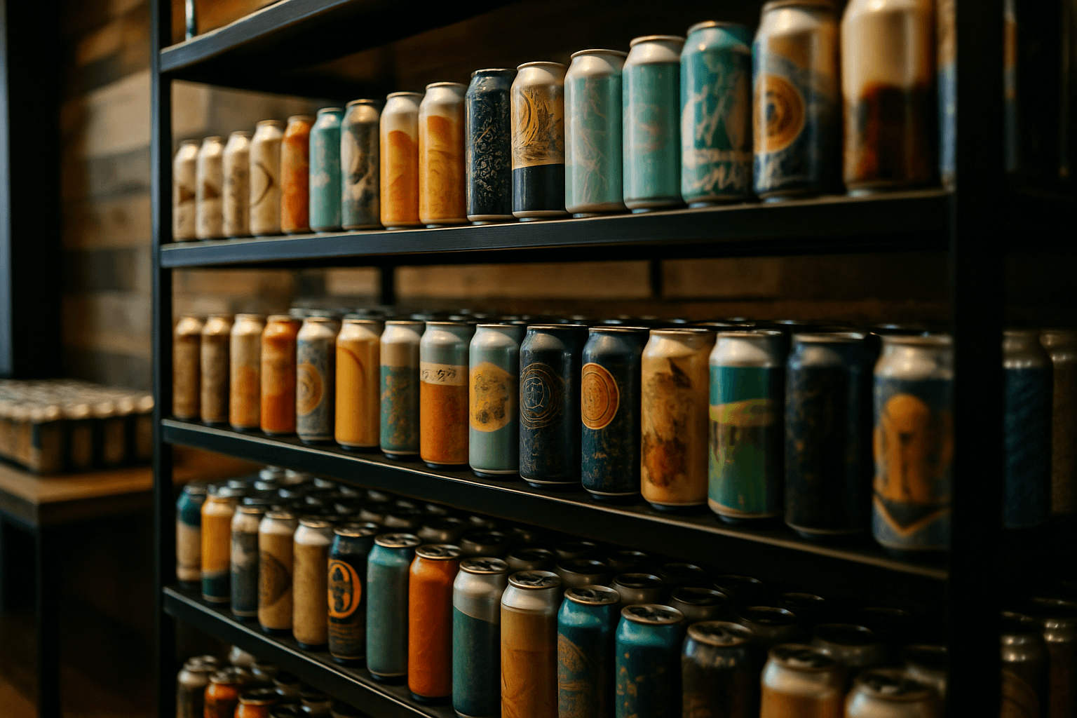 Professional photograph illustrating craft beer selection in a modern retail display — cover image for "India's Can Shortage and the US Supply Chain Ripple Effect: AI Forecasting Strategies for Beer and RTD Retailers" on LiquorChat