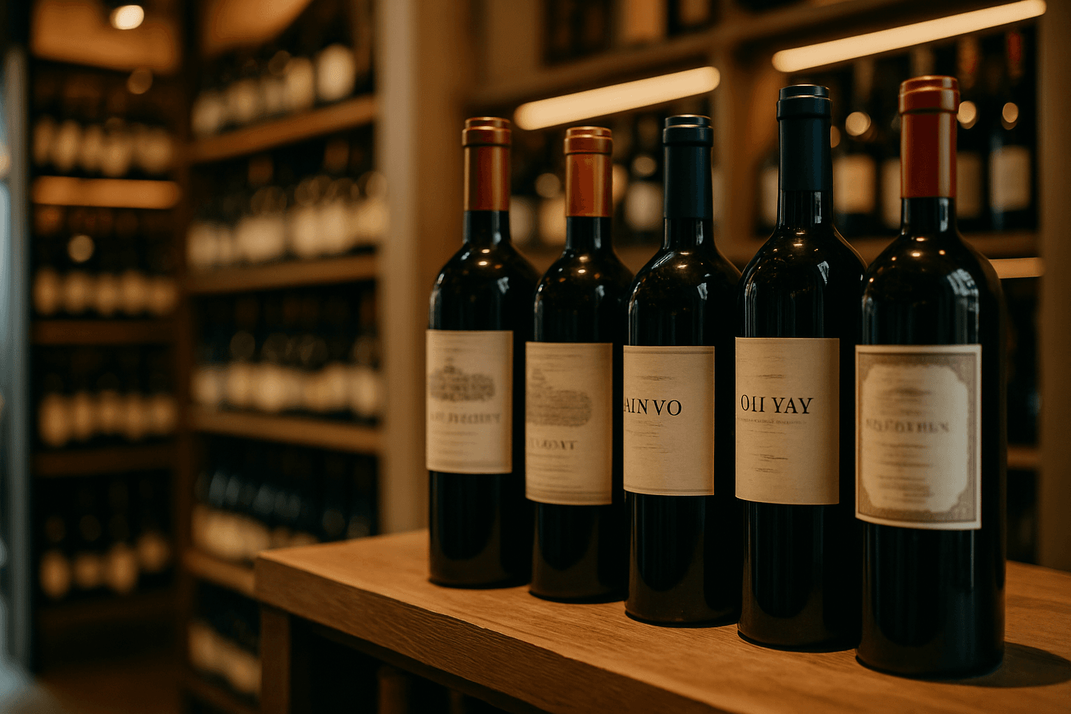 Professional photograph illustrating wine bottles displayed in an elegant retail setting — cover image for "Japan's Uruguay Wine Moment: How AI Market Intelligence Tools Help US Retailers Spot Emerging Country-of-Origin Trends Before They Hit Mainstream" on LiquorChat