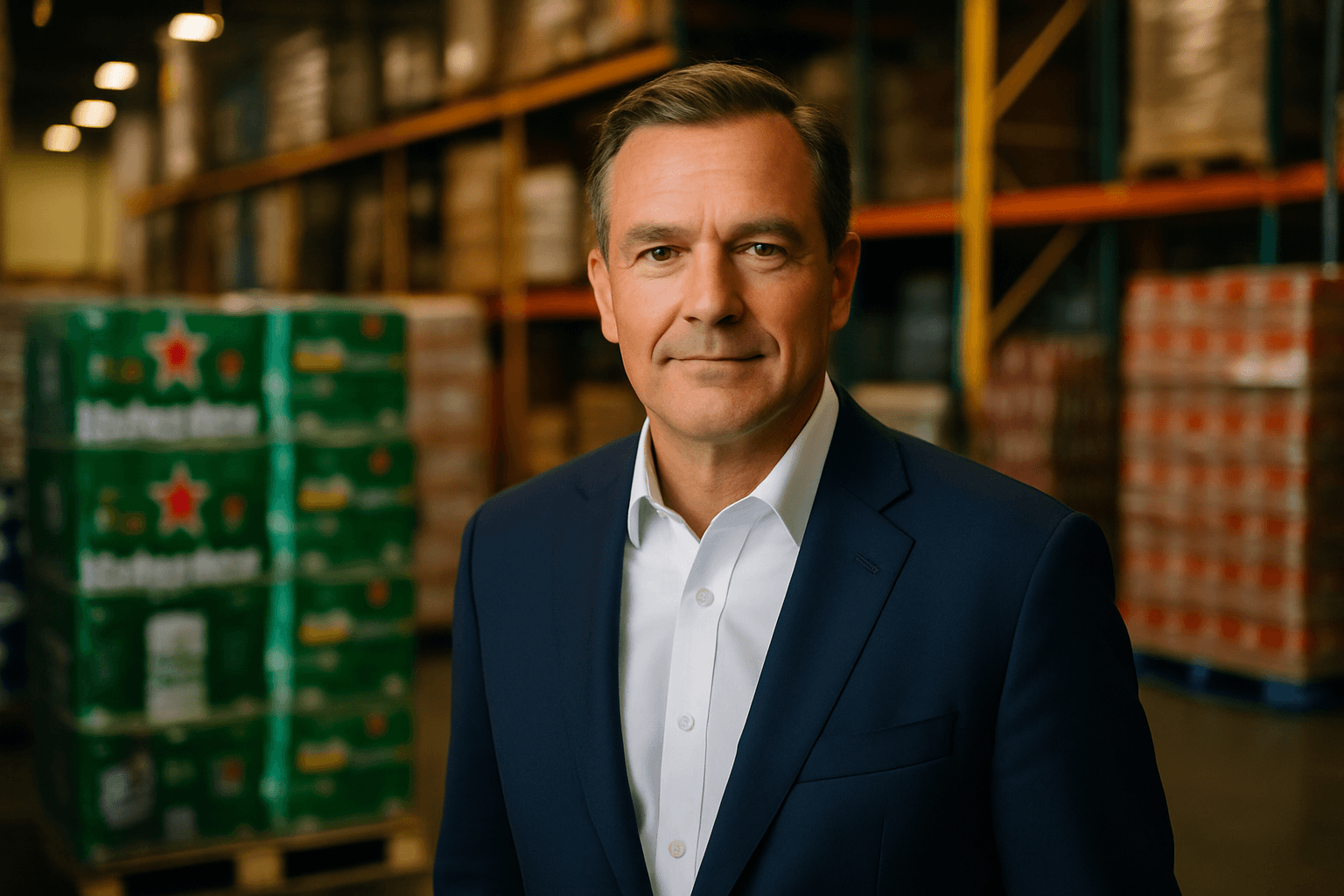 Professional photograph illustrating beverage distributor leadership changes — cover image for "Breakthru's New East Region President: What Leadership Changes at Big Distributors Signal for Retailers—and How AI Can Help You Track Them" on LiquorChat