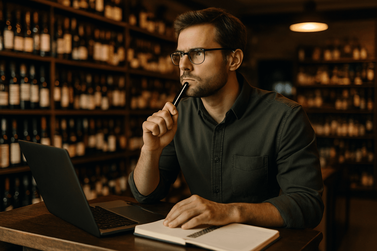 Professional photograph illustrating chain-of-thought planning for liquor stores — cover image for "Chain-of-Thought Planning for 2026: How Reasoning Models Help Small Liquor Stores Build Smarter Sales Forecasts Without a Data Scientist" on LiquorChat