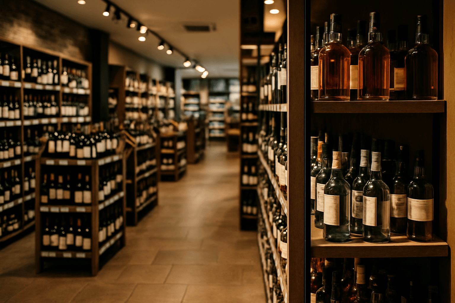 Professional photograph illustrating modern retail store interior — cover image for "7 Strategic Implications Every Liquor Retailer, Distributor, and Brand Manager Should Know as the Reyes-RNDC Deal Closes Across 11 States" on LiquorChat
