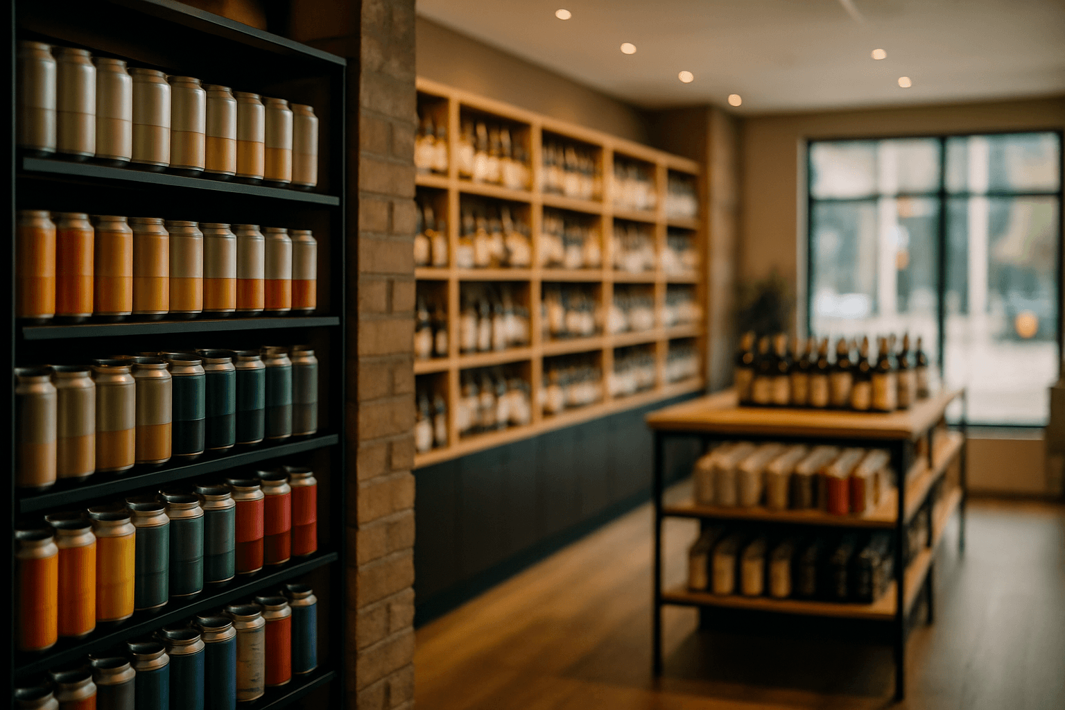 Professional photograph illustrating modern retail store interior — cover image for "8 Canned Spirits Launches Every US Liquor Retailer, Distributor, and Brand Manager Should Track This Summer 2026" on LiquorChat