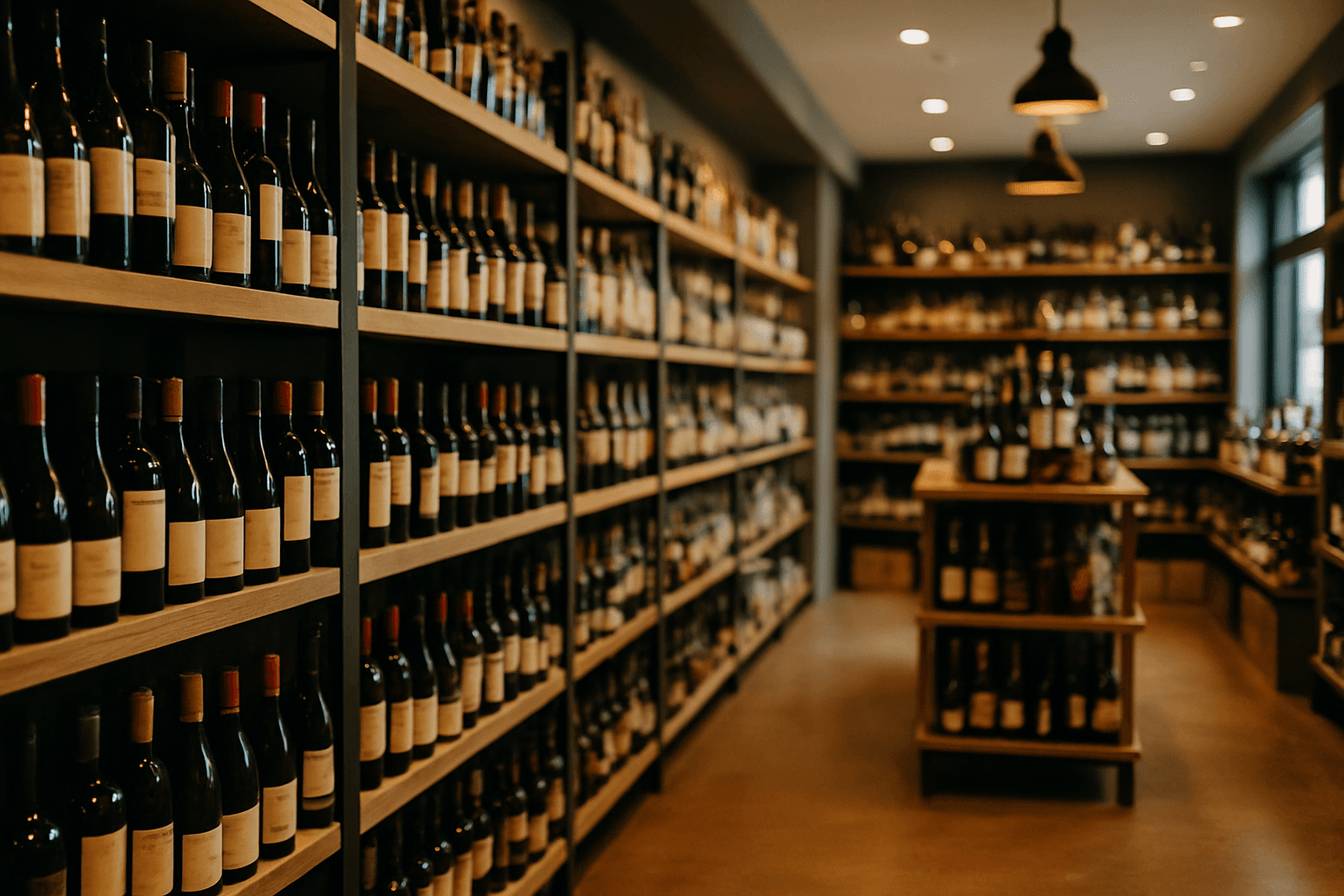 Professional photograph illustrating modern retail store interior — cover image for "7 Ways California's Pulled AB 1585 Reshapes the Three-Tier System Debate for Every US Liquor Retailer, Distributor, and Brand Manager" on LiquorChat