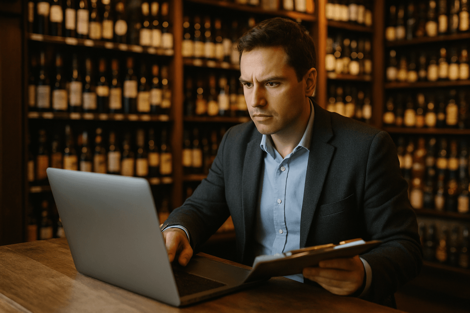 Professional photograph illustrating AI inventory strategy beverage retail — cover image for "7 AI-Powered Inventory Adjustment Moves Every Liquor Store Owner Should Make When Non-Alcoholic Beverage Sales Soften" on LiquorChat