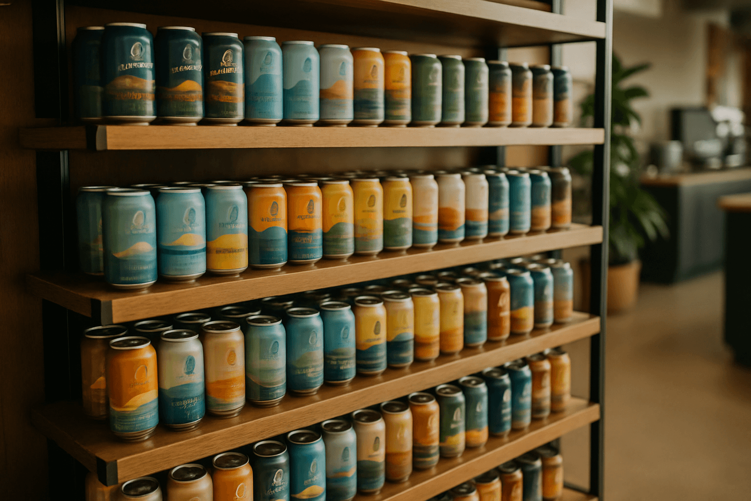 Professional photograph illustrating craft beer selection in a modern retail display — cover image for "Athletic Brewing Expands to 15 New Styles: Merchandising the NA Beer Boom" on Intentionally Creative