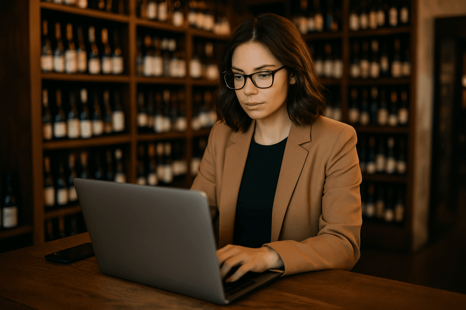 Professional photograph illustrating digital marketing for beverage retail business — cover image for "How the Three-Tier System Is Being Transformed by Connected AI Platforms" on LiquorChat