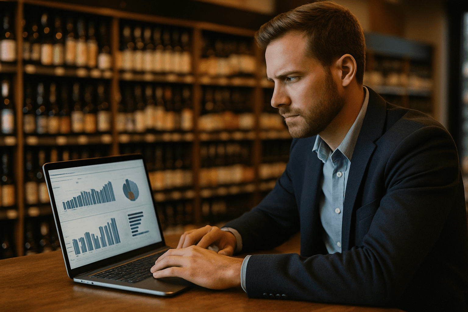 Professional photograph illustrating digital marketing for beverage retail business — cover image for "From Warehouse to Register: How Shelf-Level Analytics Give Producers Visibility They Never Had" on LiquorChat