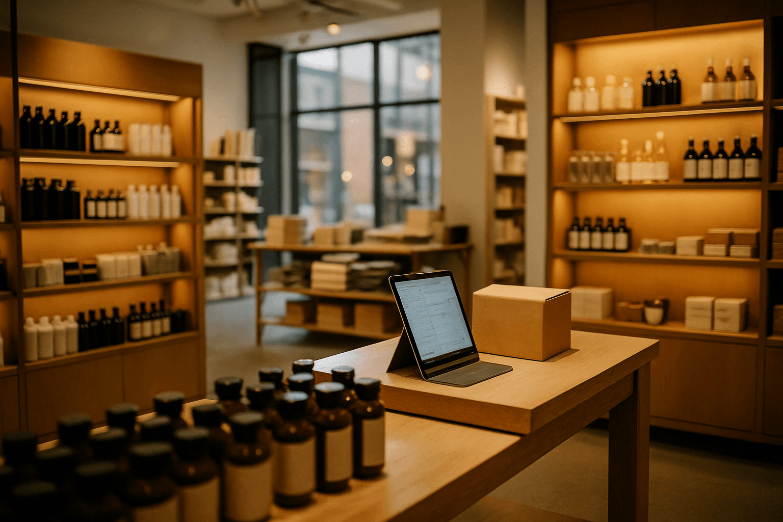 Professional photograph illustrating modern retail store interior — cover image for "The Death of the Fax Order: How Digital Ordering Is Reshaping Distributor-Retailer Relationships" on LiquorChat