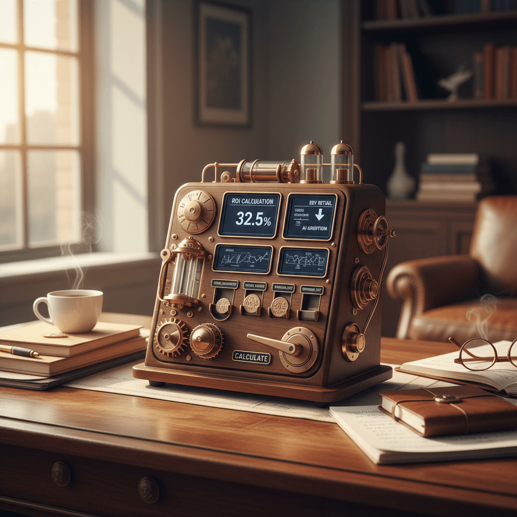 Professional photograph illustrating AI ROI beverage retail calculator — cover image for "The Economics of AI Adoption: ROI Calculator for Beverage Retailers" on LiquorChat