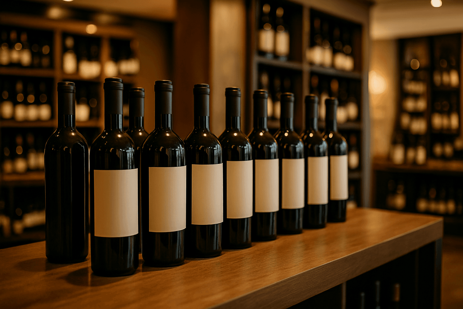 Professional photograph illustrating wine bottles displayed in an elegant retail setting — cover image for "Enolytics, Data Keynotes, and the Wine Industry's Shift to AI-Native Analytics: A Market Intelligence Briefing" on LiquorChat
